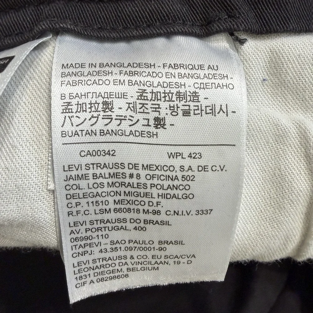 Levi Strauss Black Chino Pants Mens Stretch‎ Straight Casual Work